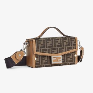 Fendi Baguette Soft Trunk In FF Motif Fabric Brown