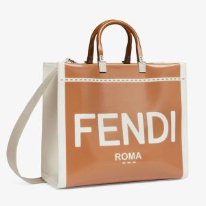 Fendi Medium Sunshine Shopper Bag Fendi Roma Patent Leather Brown
