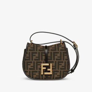 Fendi Mini C'mon Bag In FF Motif Fabric Brown