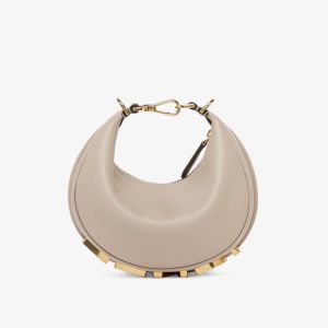 Fendi Mini Fendigraphy Hobo Bag In Calfskin Grey
