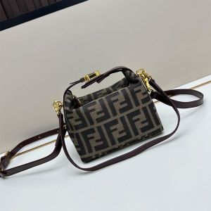 Fendi Vintage Zucca Pouch FF Jacquard Fabric Brown