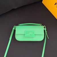 Fendi Baguette Phone Pouch In Calf Leather Green