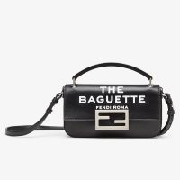 Fendi Baguette Phone Pouch In The Baguette Printed Nappa Leather Black