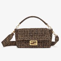 Fendi Baguette Bag FF Jacquard Woven Interlace Coffee