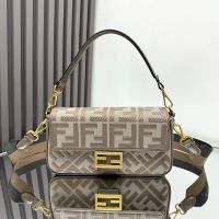 Fendi Baguette Bag In FF Embroidery Canvas Grey