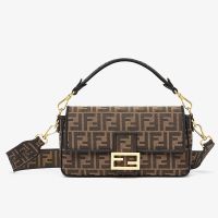 Fendi Baguette Bag FF Jacquard Fabric Brown