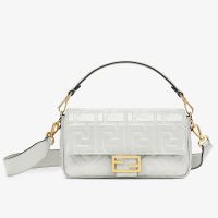 Fendi Baguette Bag In FF Embossed Nappa Leather White