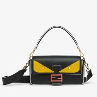 Fendi Baguette Bag Leather with Fendi Eyes Motif Black
