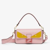 Fendi Baguette Bag Leather with Fendi Eyes Motif Pink
