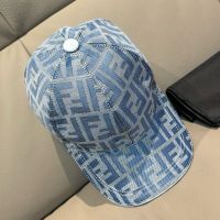 Fendi Baseball Cap In FF Motif Canvas Blue