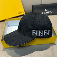 Fendi Baseball Cap In FF Motif Cotton with Patch Black/White
