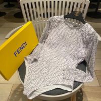 Fendi Bodysuit with Zip Women FF Fish-Eye Motif Tulle Grey/White