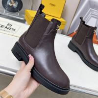 Fendi Chelsea Boots Women Leather Burgundy