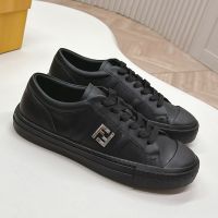 Fendi Domino Sneakers Unisex FF Detail Leather Black