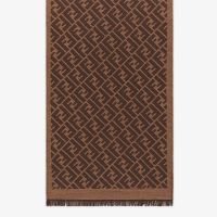 Fendi FF Scarf In Silk and Wool Brown