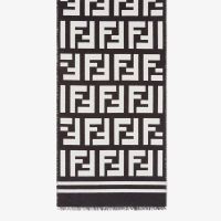Fendi FF Scarf In Wool and Silk Black