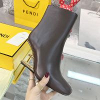 Fendi First Ankle Boots Women Leather Burgundy