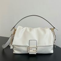 Fendi Large Mamma Baguette Bag In Nappa Leather White