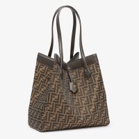 Fendi Large Origami Bag FF Jacquard Fabric Brown