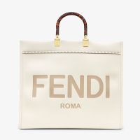 Fendi Large Sunshine Shopper Bag In FENDI ROMA Embossed Calfskin White