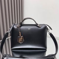 Fendi Medium By The Way Boston Bag In Calf Leather Black/Brown
