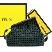 Fendi Medium First Bag FF Jacquard Woven Interlace Green