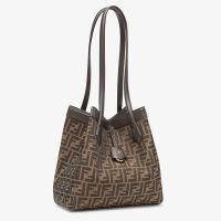 Fendi Medium Origami Bag FF Jacquard Fabric Brown