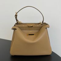 Fendi Medium Peekaboo Soft Bag In Leather Brown