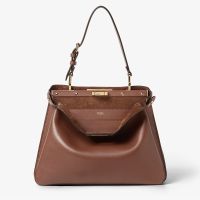 Fendi Medium Peekaboo Soft Bag In Leather Coffee