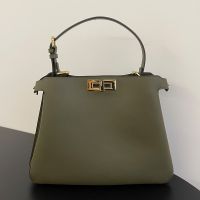 Fendi Medium Peekaboo Soft Bag In Leather Olive