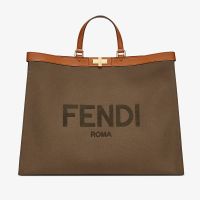 Fendi Medium Peekaboo X-Tote In FENDI ROMA Embroidery Canvas Dark Green