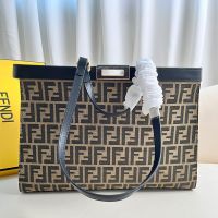 Fendi Medium Peekaboo X-Tote In FF Jacquard Fabric Coffee/Black