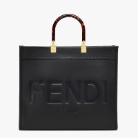 Fendi Medium Sunshine Shopper Bag In Fendi ROMA Embossed Calfskin Black