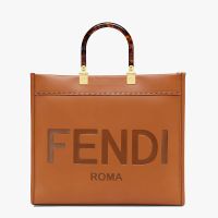 Fendi Medium Sunshine Shopper Bag In Fendi ROMA Embossed Calfskin Brown