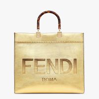 Fendi Medium Sunshine Shopper Bag In Fendi ROMA Embossed Calfskin Gold