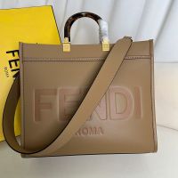 Fendi Medium Sunshine Shopper Bag In Fendi ROMA Embossed Calfskin Khaki