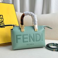 Fendi Mini By The Way Boston Bag In FENDI ROMA Embossed Calfskin Mint Green