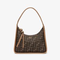 Fendi Mini Fendessence Bag In FF Jacquard Fabric Brown