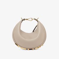 Fendi Mini Fendigraphy Hobo Bag In Calfskin Grey