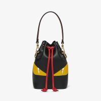 Fendi Mini Mon Tresor Bucket Bag Leather with Fendi Eyes Motif Black