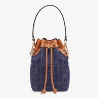 Fendi Mini Mon Tresor Bucket Bag In FF Motif Canvas Blue