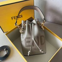 Fendi Mini Mon Tresor Bucket Bag In Fendi ROMA Embossed Calfskin Grey