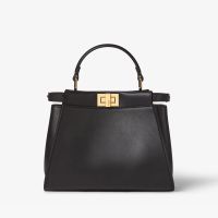 Fendi Mini Peekaboo Iconic Handbag Nappa Leather Black