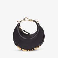 Fendi Nano Fendigraphy Hobo Bag Calf Leather Black