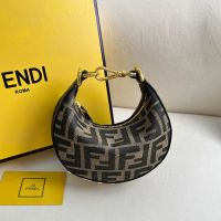 Fendi Nano Fendigraphy Hobo Bag In FF Jacquard Fabric Brown