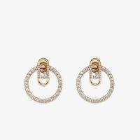 Fendi O'Lock Hoop Earrings In Crystals Metal Gold