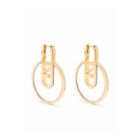 Fendi O'Lock Hoop Earrings In Metal Gold