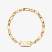 Fendi O'Lock Mesh Choker In Metal Gold