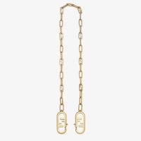 Fendi O'Lock Shoulder Strap In Chain Mesh Metal Gold