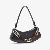Fendi O'Lock Swing Pouch In Calfskin Black